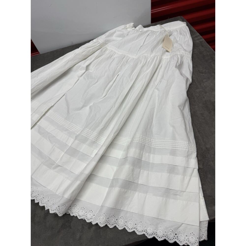 NWT DOEN Sebastiane Skirt Powder Organic Cotton Poplin Eyelet Maxi sz M - Picture 7 of 11